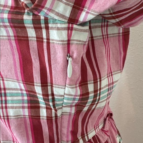 J. Crew Pink Plaid Mini Long Sleeve Drews w Ruffle Trim - Picture 5 of 8
